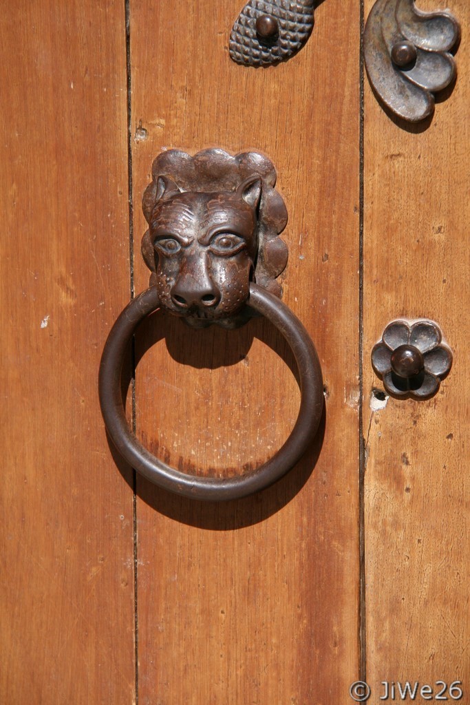 et le heurtoir en forme de tête de lion