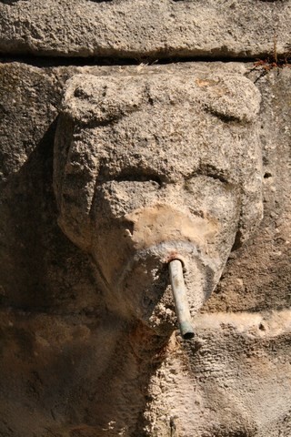 Détail gargouille tête de femme de la fontaine de la Place d'armes